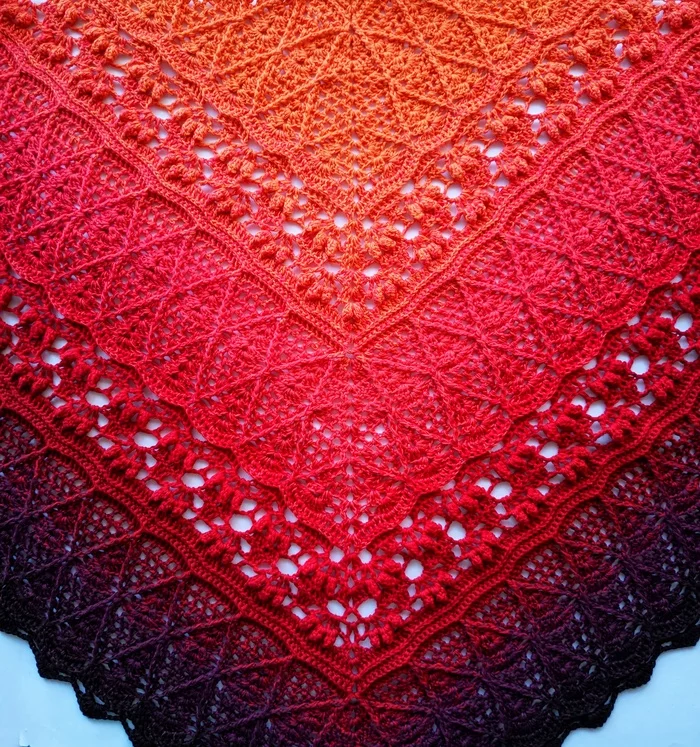 Shawl Margot - My, Longpost, Handkerchief, Bactus, Needlework without process, Crochet, Accessories