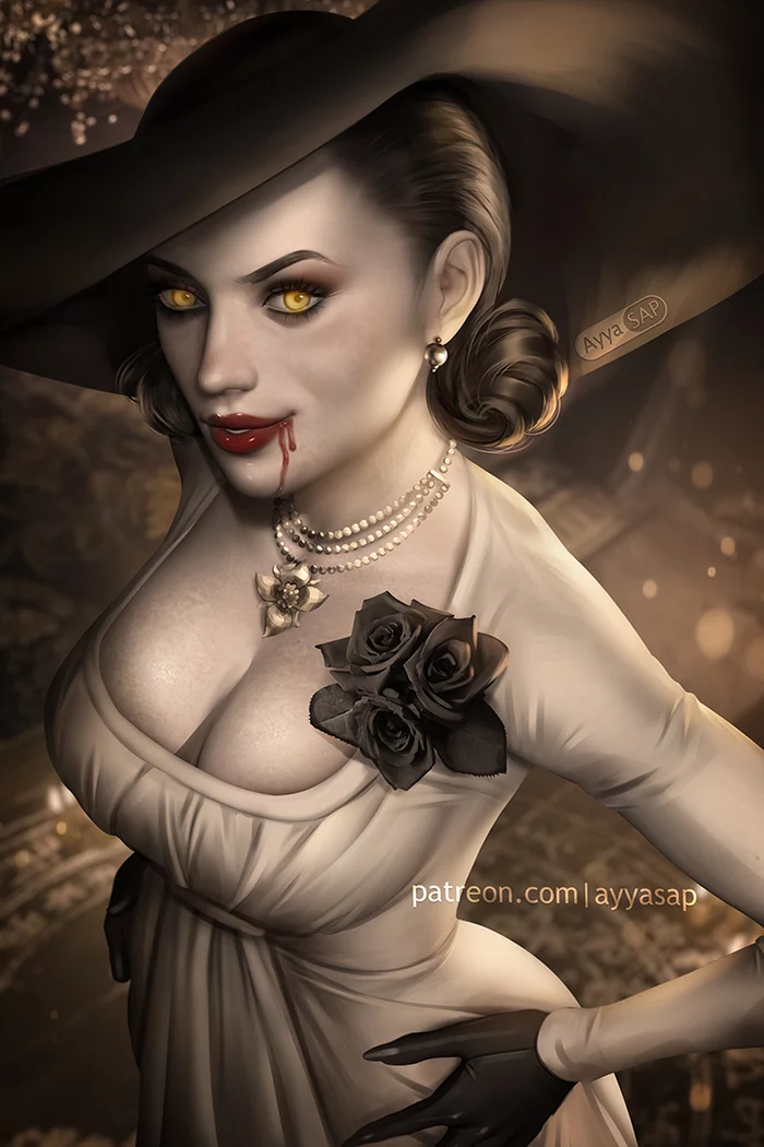 Lady dimitrescu - Drawing, Resident Evil 8: Village, Lady Dimitrescu - Resident Evil, AyyaSAP, Vampires, Art
