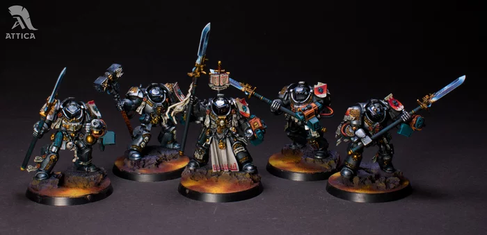 Grey Knights Terminator Squad - Моё, Покраска миниатюр, Роспись, Миниатюра, Warhammer 40k, Warhammer, Games Workshop, Терминатор, Длиннопост