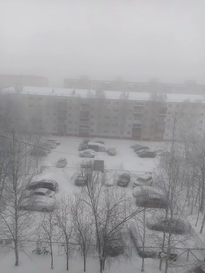 View from the window -45 - My, Nizhnevartovsk, freezing, Fog