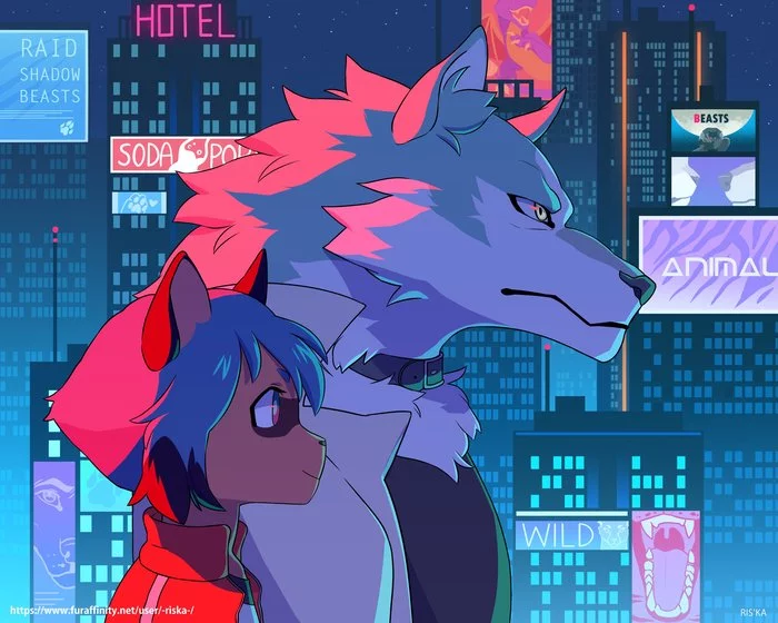 Anima City - Арт, Рисунок, Аниме, Brand New Animal, Shirou Ogami, Michiru Kagemori, Riska, Фурри, Furry Art