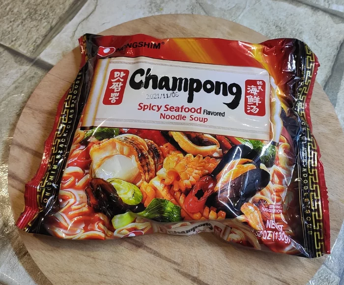 Nongshim Champong with seafood flavor - My, Doshirakology, Noodles, Beachpacket, Spicy, Overview, Food Review, Longpost