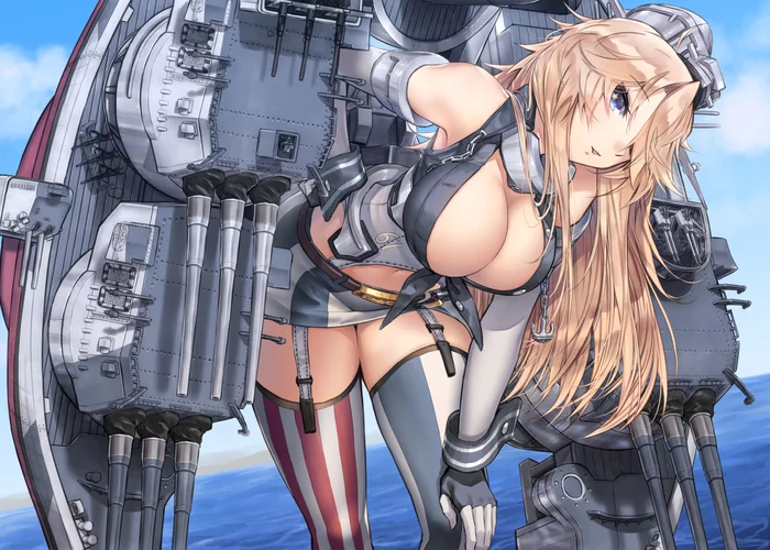 Iowa - NSFW, Kantai collection, Anime, Anime art, Uss Iowa, Sugoi dekai, Boobs, Stockings