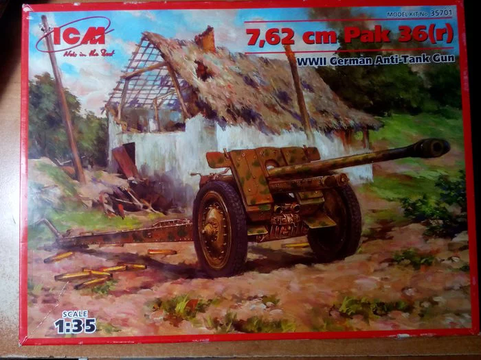 Redeployment. Stage 2. 7.62 cm Pak.36(r) (1/35 ICM). Assembly Notes - My, Stand modeling, Prefabricated model, Modeling, Assembly, Needlework with process, Airbrushing, With your own hands, Hobby, A gun, Miniature, The Second World War, Longpost