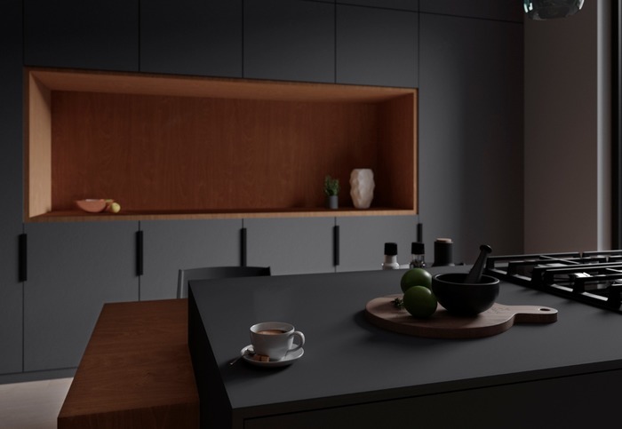 Кухня в минимализме Дизайн интерьера, Кухня, Интерьер, 3DS max, Компьютерная графика, 3D моделирование
