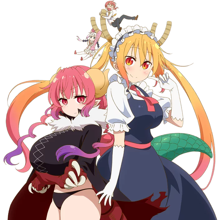 Dragon Maid - Anime, Kobayashi-san chi no maidragon, The Dragon, Girls, Anime art, Tooru, Lucoa, Kanna kamui, Longpost, Ilulu