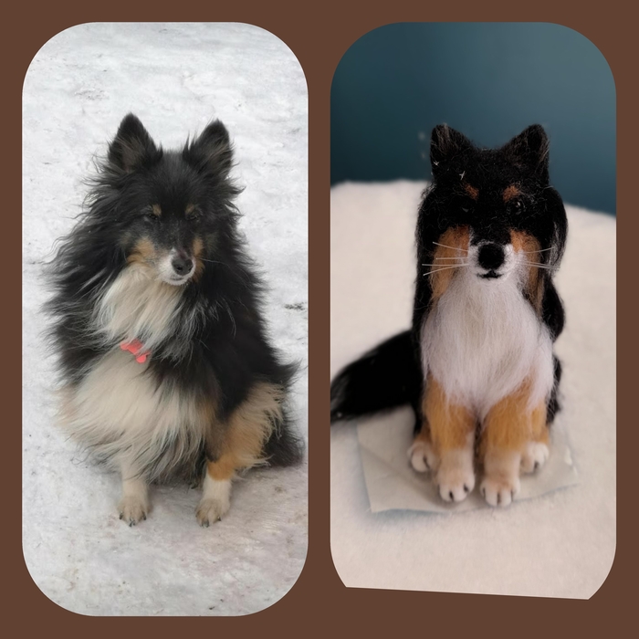 Учусь валять собак! Вот моя свалянная по фото собака породы Шелти. Дальше набираюсь опыта)))