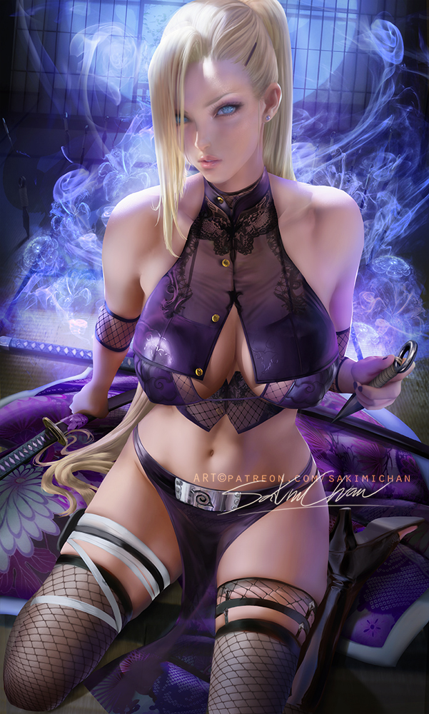 Yamanaka Ino - NSFW, Anime art, Naruto, Ino yamanaka, Hand-drawn erotica, Art, Longpost, Sakimichan