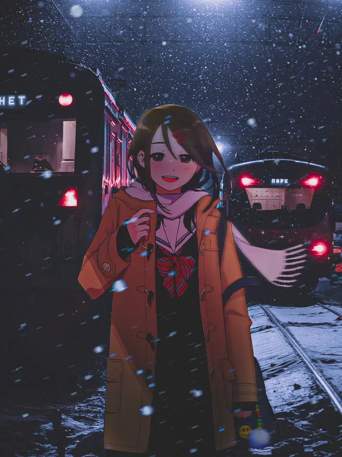 Sadness Train - My, Anime, Photoshop, Girls, Sadness, 2D Among Us