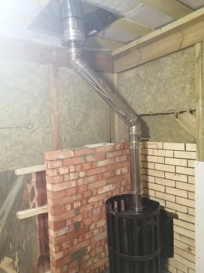 Chimney in a bathhouse with a pitched roof - Bath, Stove, Chimney, Roof, Pipe, Installation, Longpost