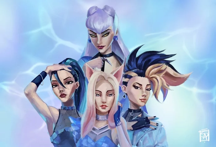 Fun Art - Фан-Арт, Девушки, Рисунок, Цифровой рисунок, Арт, KDA, League of Legends, Evelynn, Akali, Ahri, Kaisa