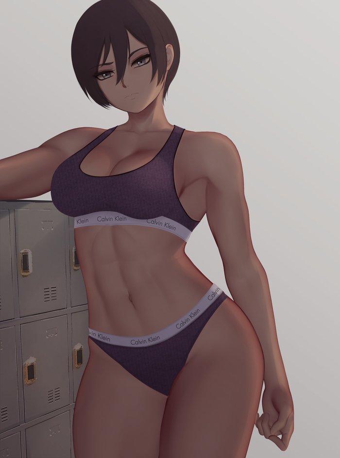 Mikasa Ackerman - NSFW, Strong girl, Art, Muscleart, Mikasa Ackerman, Attack of the Titans, Anime, Anime art, Longpost