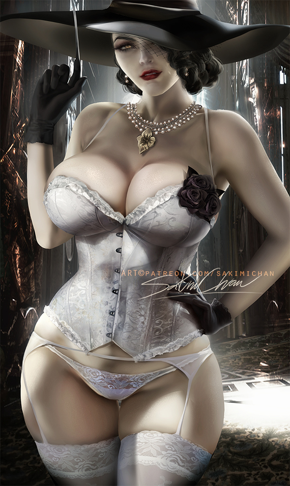 Go to Mommy! - NSFW, Art, Girls, Erotic, MILF, Underwear, Sakimichan, Resident evil, Resident Evil 8: Village, , Lady Dimitrescu - Resident Evil