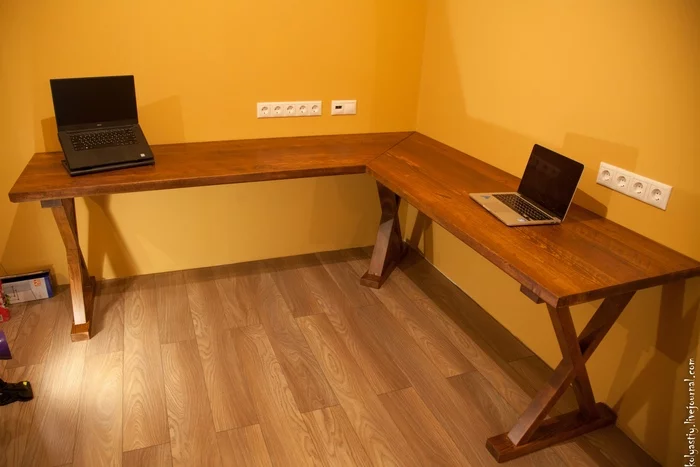 Dream corner table! - My, Table, Desktop, Workplace, With your own hands, Woodworking, Furniture, Video, Longpost, Needlework with process