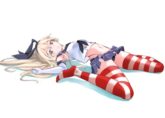 Shimakaze - Kantai collection, Shimakaze, Anime, Anime art, Art, Girls, Swimsuit, Pantsu, Stockings