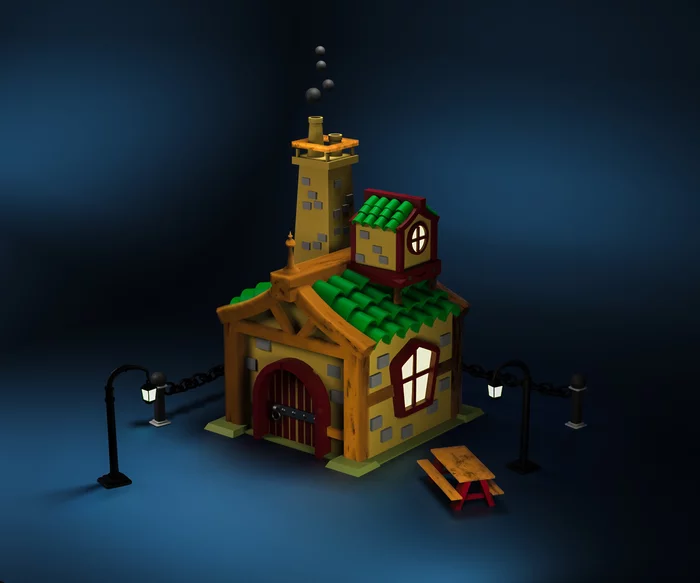 Stylized house - Blender, 3D, 3D modeling, 3D graphics, Game art, Art, Render