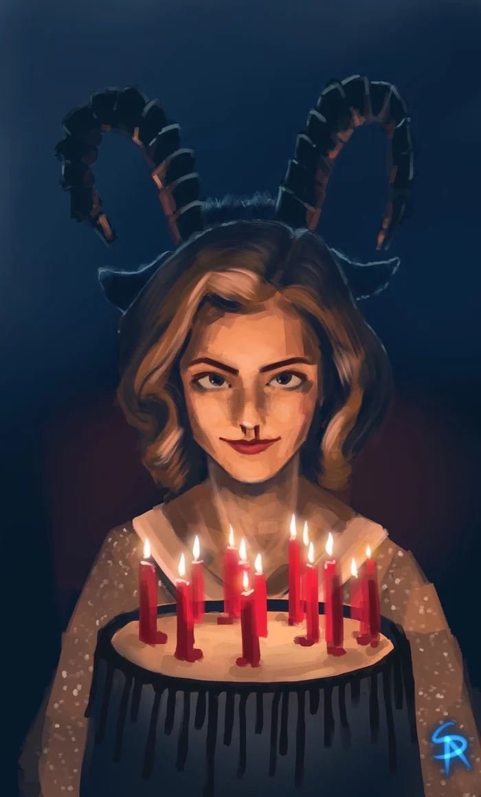 Sabrina - My, Art, Fan art, Drawing, Digital drawing, Girls, Satan, Cake, Serials, Digital, Illustrations, Sabrina's Chilling Adventures, Sabrina Spellman