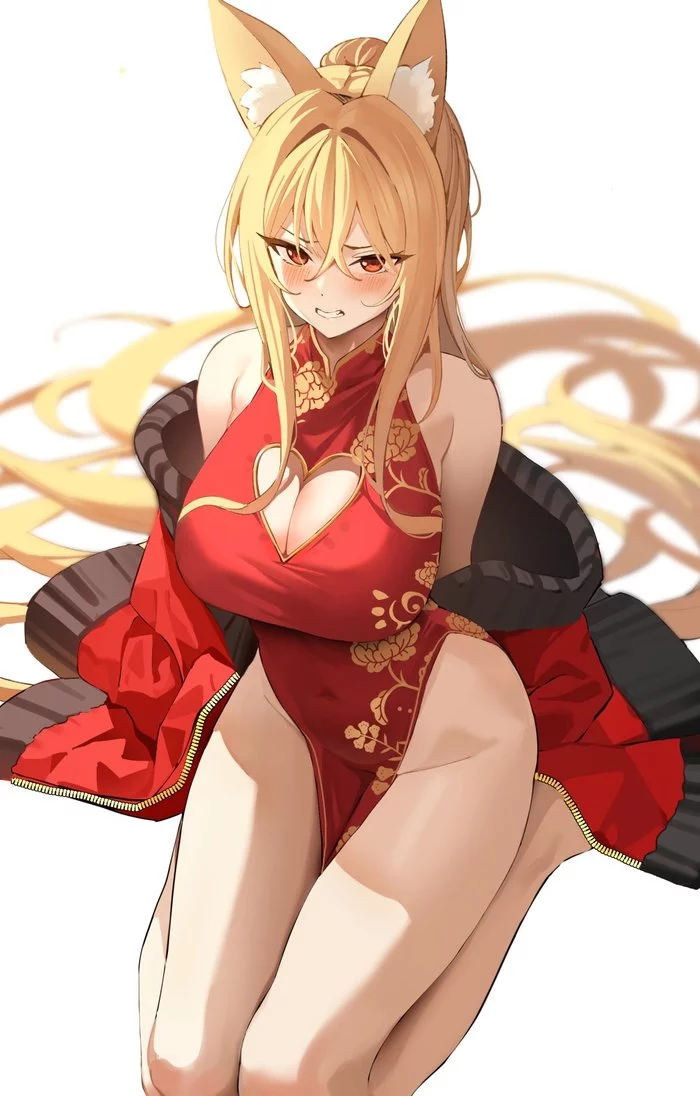 Kaiser - NSFW, Anime, Anime art, Original character, Animal ears, Kitsune, Breast