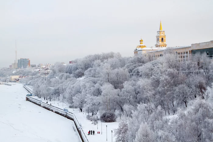 Old Perm embankment in frosty weather - My, Winter, freezing, Permian, Embankment, The photo