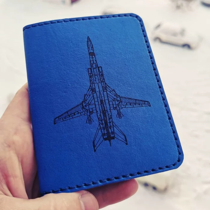 Handmade document cover - My, Leather products, Handmade, Natural leather, Leather craft, Aviation, Tu-22m3