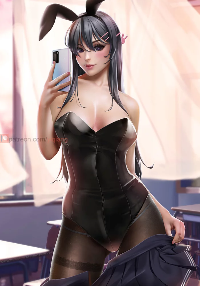 В тегах нет такого аниме) - NSFW, Mai Sakurajima, Bunnysuit, Yi Qiang Cao, Аниме, Anime Art, Rascal Does Not Dream of Bunny Girl Senpai