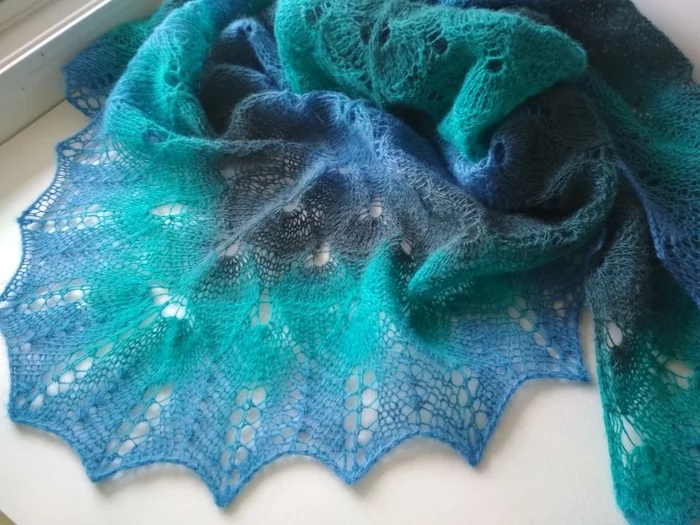 My first shawl - My, Knitting, Knitting, Needlework without process, Shawl, Hobby, Longpost, Handmade