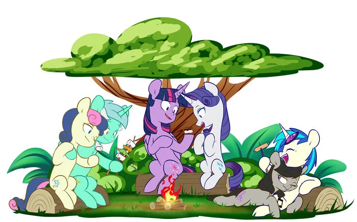 Couples on vacation - My little pony, PonyArt, Twilight sparkle, Rarity, Lyra heartstrings, Bon bon, Octavia melody, Vinyl scratch, MLP Lesbian, Shipping, Doodle-Mark