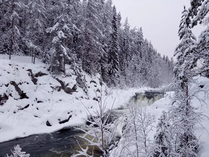 Snow Karelia - My, wildlife, The nature of Russia, , Waterfall, Leisure, Relaxation, Карелия, Longpost, Nature
