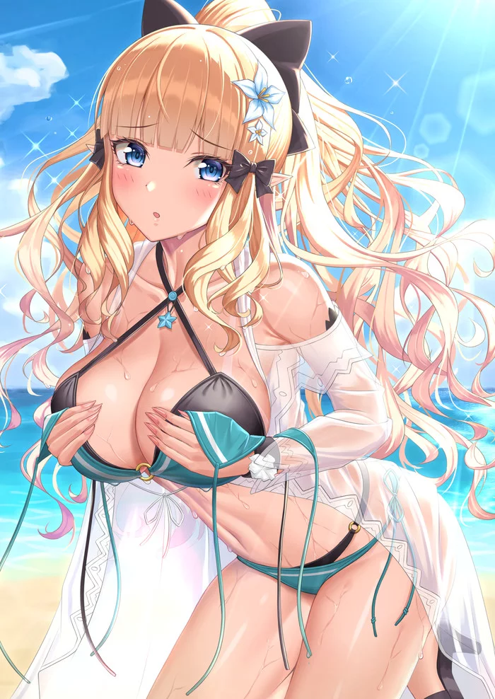 Saren - NSFW, Anime art, Anime, Hand-drawn erotica, Girls, Princess Connect! Re: Dive, Swimsuit, Saren Sasaki