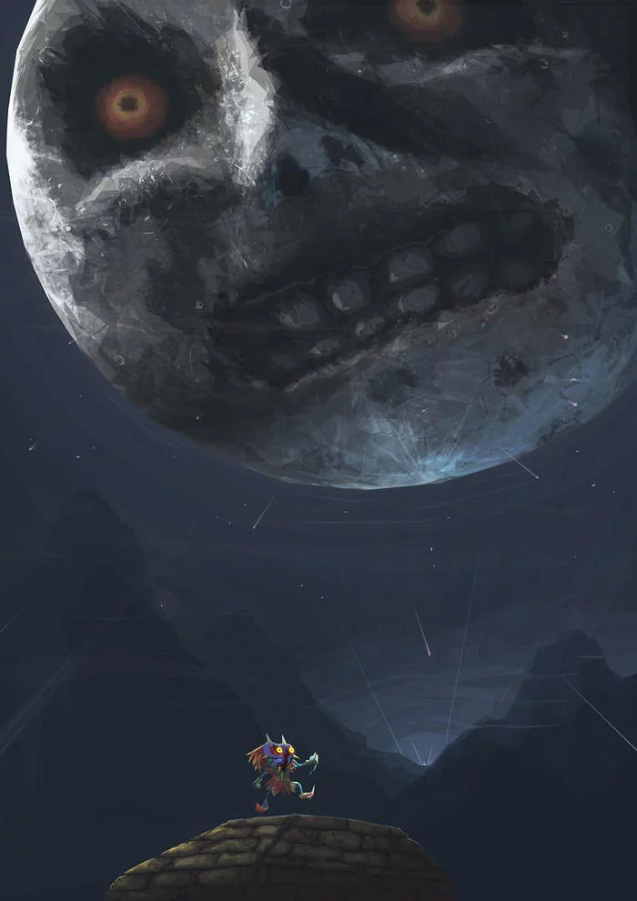 DoA: Playing With The Moon - Art, Drawing, Games, The legend of zelda, Majoras Mask, moon, Orioto