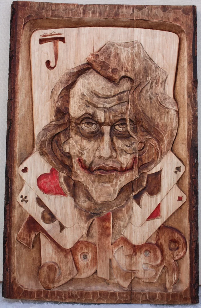 JOKER - My, Joker, Panel, Wood carving, Thread, Longpost