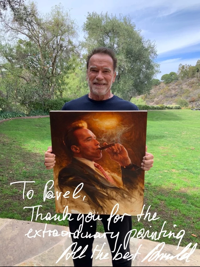 From the author of the drawing: - Arnold Schwarzenegger, Painting, Longpost, Actors and actresses, Celebrities, Pavel Sokov