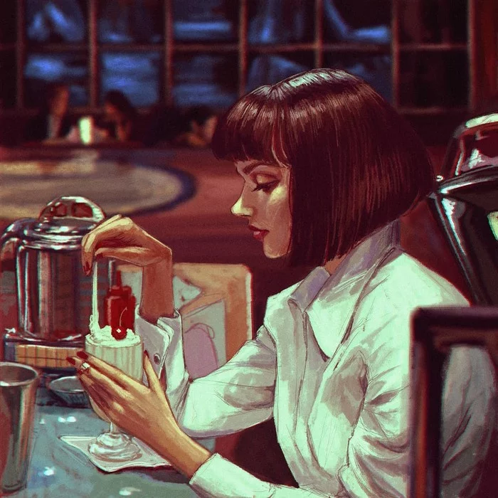 Mia Wallace - Drawing, Movies, Pulp Fiction, Dzy daria, Mia Wallace, Art