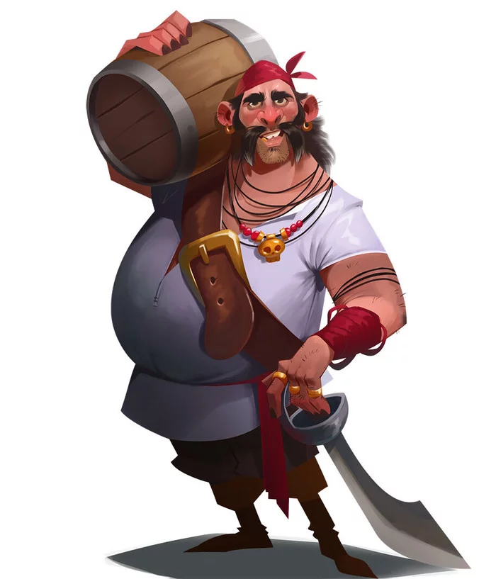 Pirate - Art, Drawing, Men, Pirates, Barrel