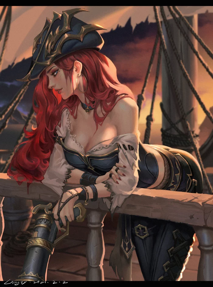 Miss Fortune - Drawing, League of legends, Miss fortune, Pirates, Girls, Art