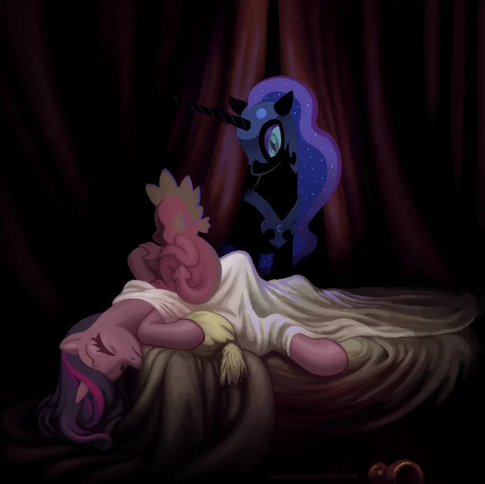 Ночной кошмар - My Little Pony, Nightmare Moon, Spike, Twilight sparkle, Понификация, Картина, Ночной кошмар