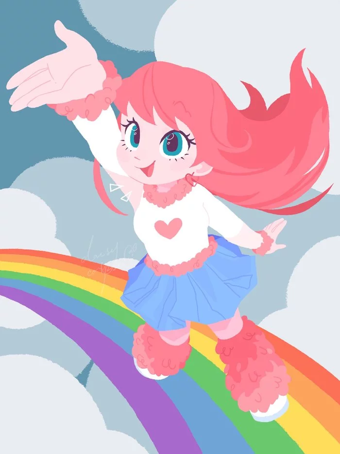 Pink fluffy unicorns dancing on rainbows - My Little Pony, Original Character, Fluffle Puff, Equestria Girls, Радуга