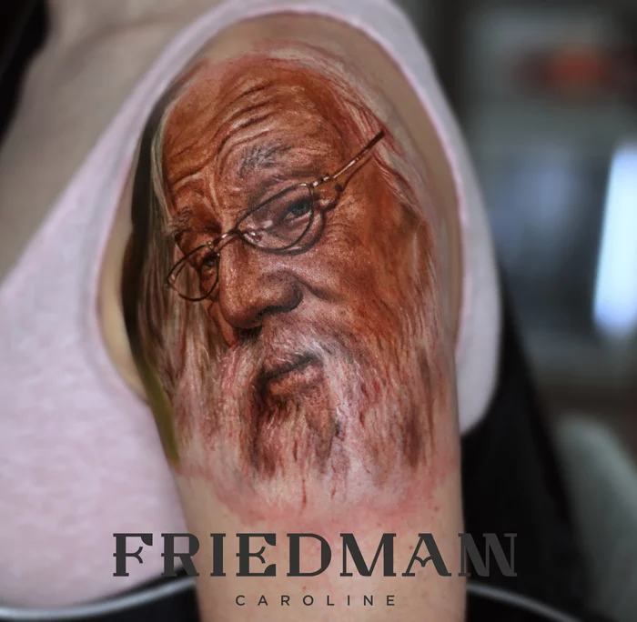 Albus Dumbledore - My, Tattoo, Tattoo artist, Albus Dumbledore, Harry Potter, Portrait