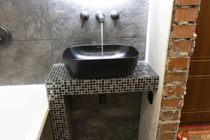 Bathroom with black accents - My, Repair, Toilet, Combined bathroom, Longpost