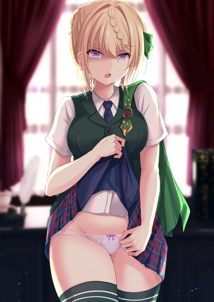 Perth - NSFW, Art, Anime art, Anime original, Kantai collection, Perth, Girls, Erotic, Hand-drawn erotica, Underwear, Stockings, Pantsu, Upskirt, Original character, Kuroame