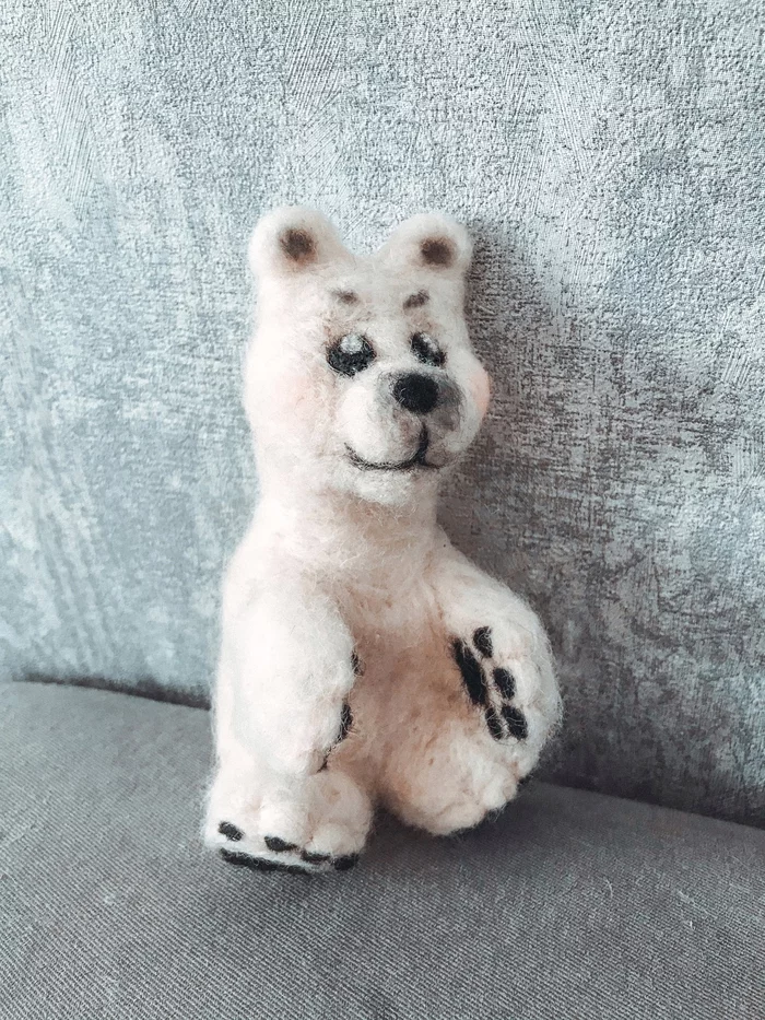 First dry felting experience - My, Dry felting, First experience, Creation, Polar bear, Longpost, Needlework without process