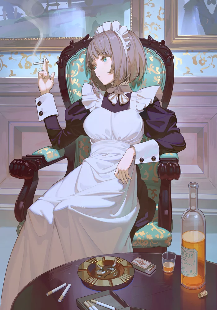 Rest - Anime, Anime art, Original character, Housemaid, Timbougami