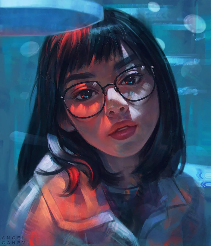 Girls from Angel Ganev - Art, Girls, Longpost, Angel Ganev
