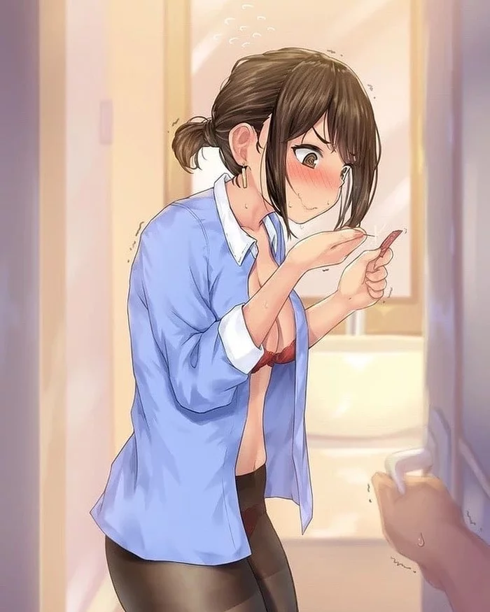 What is she doing there? - NSFW, Art, Anime art, Girls, Ganbare Douki-chan, Douki-chan