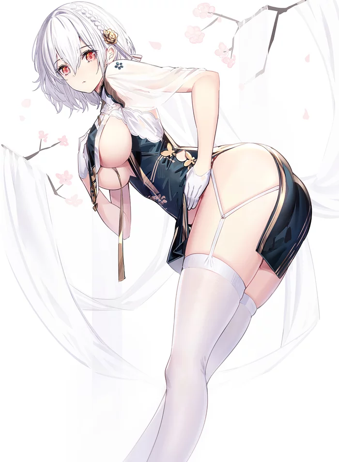 Sirius - NSFW, Аниме, Anime Art, Azur Lane, Sirius, Грудь, Попа, Чулки, Ririko