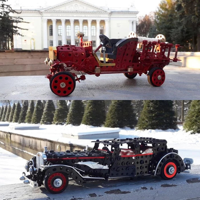 1914 Ford Model T, 1932 Bucciali Tav made of metal construction kit, wire, rubber, leather and cardboard - My, Ford, Sergiev Posad, Saint Petersburg, Leningrad, Retro car, Modeling, Scale model