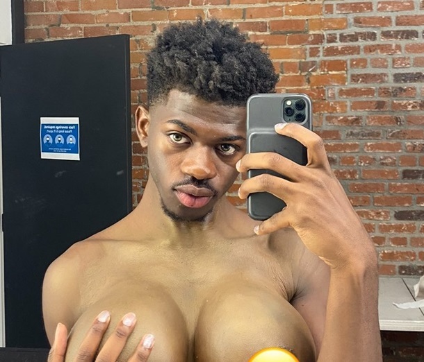 Lil Nas X is a big-hearted man - NSFW, Breast, The photo, Eccentricity, Longpost