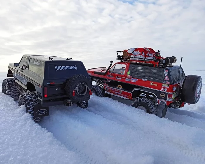 Trucks Ford Bronco HoonigaN & Chevrolet Blazer Travel - My, Rc, The photo, Toys, Winter, Auto, Hobby, Longpost, Radio controlled models