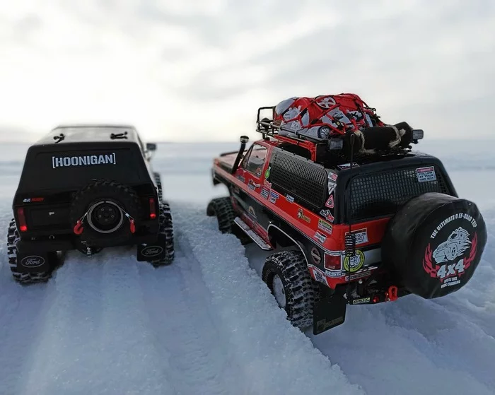 Trucks Ford Bronco HoonigaN & Chevrolet Blazer Travel - My, Rc, The photo, Toys, Winter, Auto, Hobby, Longpost, Radio controlled models
