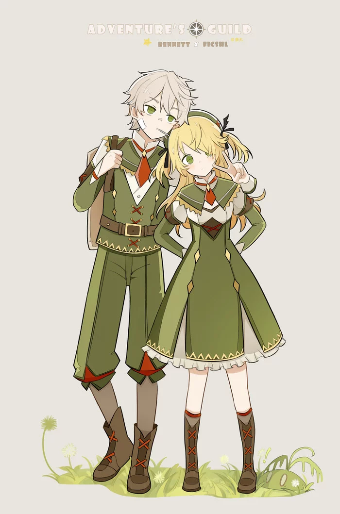 Bennett x Fischl - Genshin impact, Bennett, Fischl (Genshin Impact), Anime, Anime art, Art